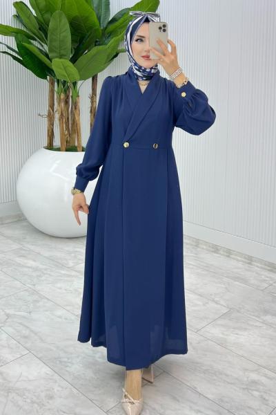 İndigo Premium Lal Ferace Elbise Tesettür Giyim