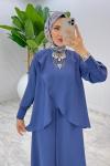 İndigo Premium Asalet Ferace Elbise Tesettür Giyim