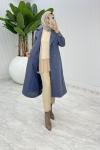 İndigo Premium Astarlı Eylem Trench Tesettür Giyim