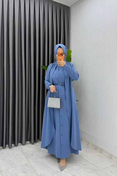 İndigo Premium Pera Elbise Ferace Tesettür Giyim
