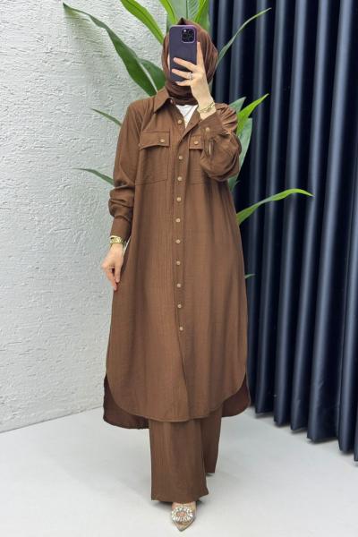 Kahve Amine Takım Tesettür Giyim