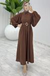 Kahve Burçak Elbise Tesettür Giyim