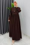 Kahve Burgu Sinem Elbise Tesettür Giyim