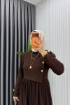 Kahve Burgu Sinem Elbise Tesettür Giyim