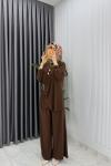 Kahve  Figen Pantolon Takım Tesettür Giyim