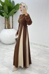 Kahve Parçalı Elbise Tesettür Giyim