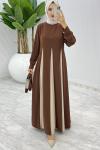 Kahve Parçalı Elbise Tesettür Giyim
