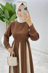 Kahve Parçalı Elbise Tesettür Giyim