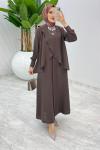 Kahve Premium Asalet Ferace Elbise Tesettür Giyim