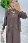 Kahve Premium Asalet Ferace Elbise Tesettür Giyim