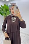 Kahve Premium Diva Elbise Tesettür Giyim