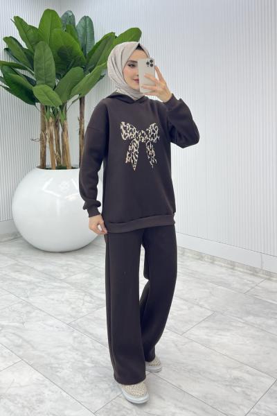 Kahve Şardonlu Naz Takım Tesettür Giyim