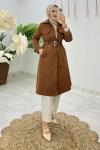 Kahverengi  Buğlem Trench Tesettür Giyim