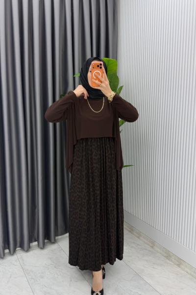 Kahverengi Günay Elbise Tesettür Giyim