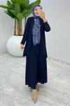 Lacivert Şermin Etek Takım Tesettür Giyim