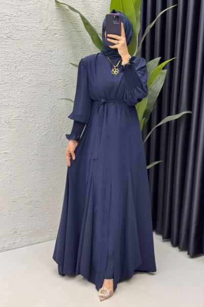 Lacivert Mihra Abaya Takım Tesettür Giyim