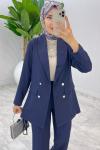 Lacivert Hande Ceket Takım Tesettür Giyim