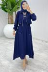Lacivert Jale Elbise Takım Tesettür Giyim