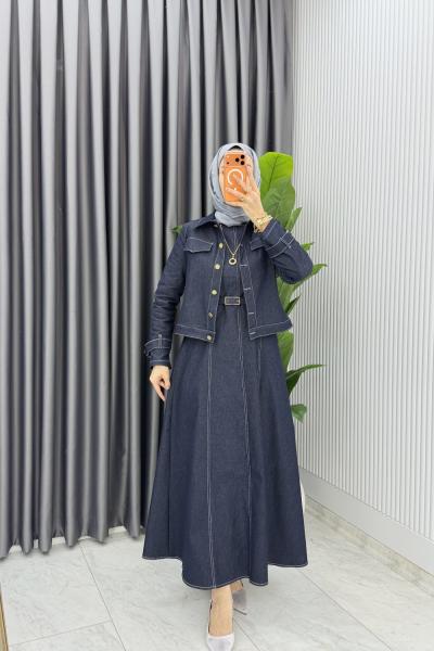 Lacivert Premium Eda Kot Jile Ceket Takım Tesettür Giyim