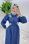 Lacivert Selda Tensel Kot Elbise Tesettür Giyim