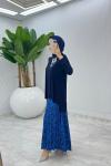 Lacivert Su Damlası Etek Takım Tesettür giyim