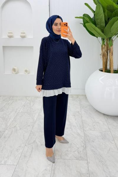 Lacivert Taşlı Oysho Takım Tesettür Giyim