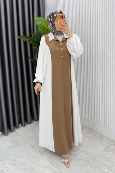 Latte Premıum Aden ELbise Tesettür Giyim