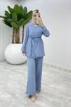 Mavi Beyza Kot Takım Tesettür Giyim