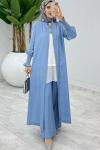 Mavi Mısra Kot Takım Tesettür Giyim