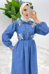 Mavi Selda Tensel Kot Elbise Tesettür Giyim