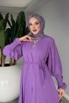 Mor Meşk Abaya Takım Tesettür Giyim