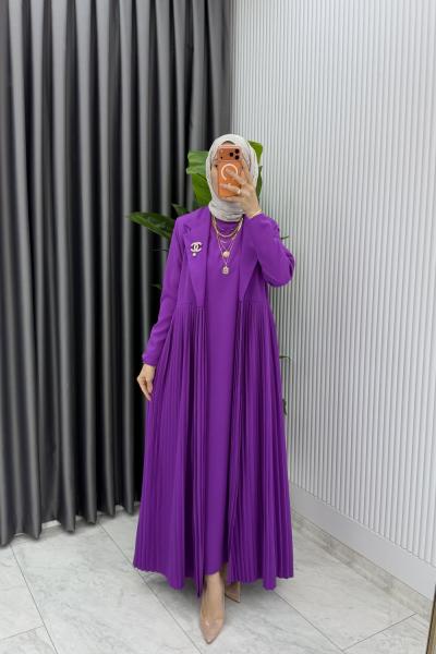 Mürdüm Broşlu Premıum Sibel Tasarım Takım Tesettür Giyim