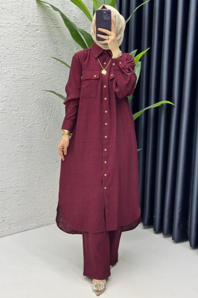 Mürdüm Amine Takım Tesettür Giyim