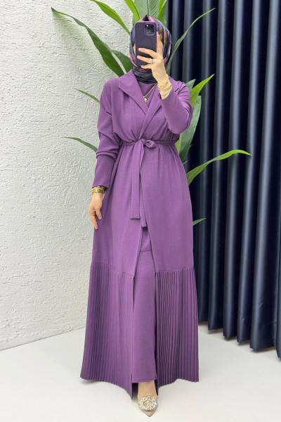 Mürdüm Premium Üçlü Helena Takım Tesettür Giyim