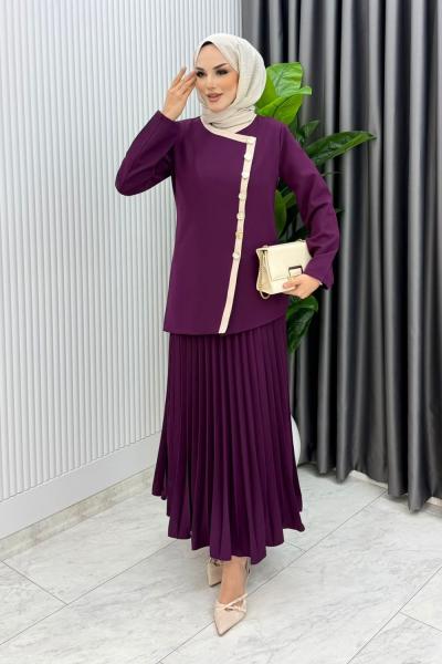 Mürdüm Rabia Etek Takım Tesettür Giyim