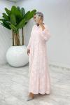 Pembe Saçaklı Elbise Tesettür Giyim