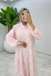 Pembe Saçaklı Elbise Tesettür Giyim