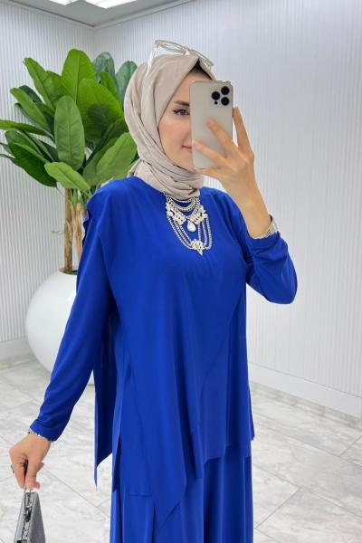 Saks Asimetrik Takım Tesettür Giyim