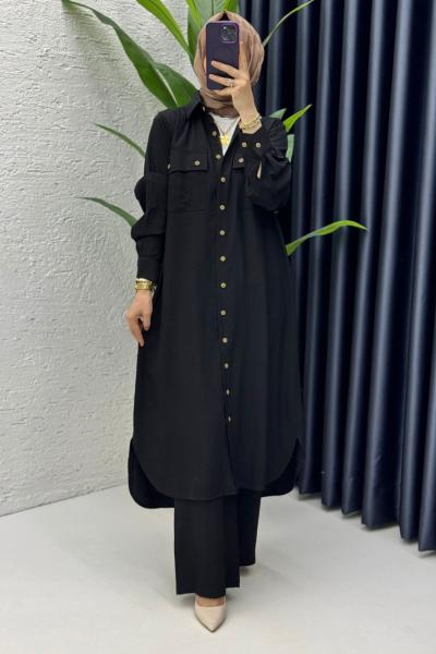 Siyah Amine Takım Tesettür Giyim