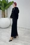 Siyah Başak Triko Takım Tesettür Giyim