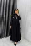 Siyah  Broşlu Premıum Sibel Tasarım Takım Tesettür Giyim