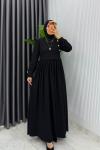 Siyah Burgu Sinem Elbise Tesettür Giyim