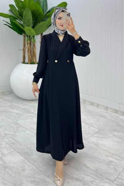 Siyah Premium Lal Ferace Elbise Tesettür Giyim