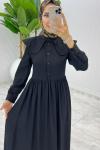 Siyah Premium Bebe Yaka Elbise Tesettür Giyim