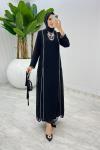 Siyah Premium İkili İmren Takım Tesettür Giyim