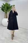 Siyah Premium Astarlı Eylem Trench Tesettür Giyim