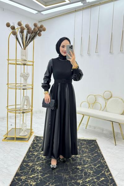 Siyah Prenses Elbise Tesettür Giyim