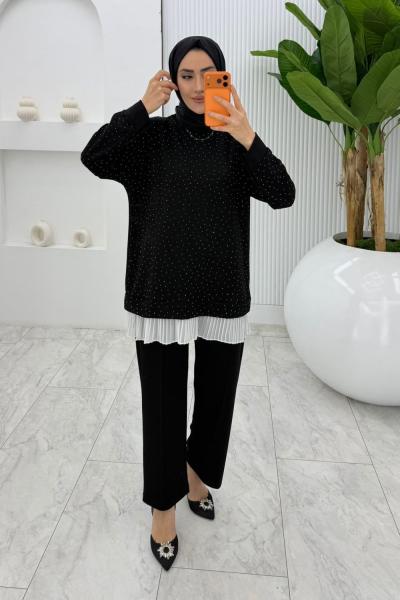 Siyah Taşlı Oysho Takım Tesettür Giyim