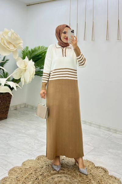 Vizon Ada Triko Elbise Tesettür Giyim