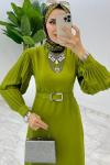 Yağ yeşili Kalem Elbise Tesettür Giyim